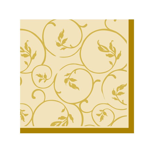 Dining Collection Cocktail Napkins - Golden Curlicue (#24600)