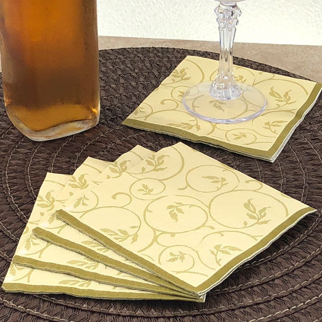 Dining Collection Cocktail Napkins - Golden Curlicue (#24600)