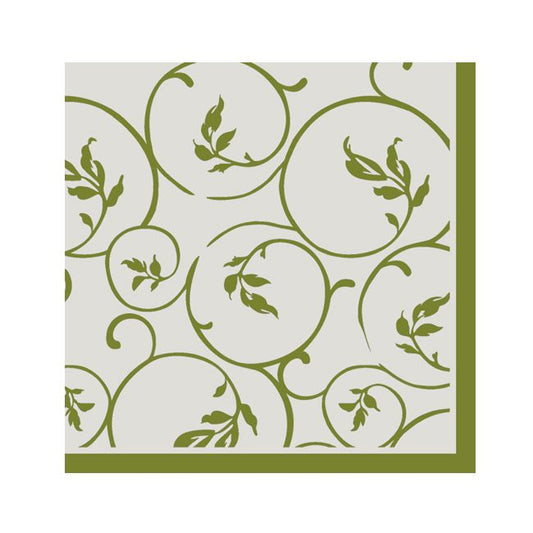 Dining Collection Cocktail Napkins - Olive Curlicue (#24601)