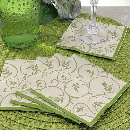 Dining Collection Cocktail Napkins - Olive Curlicue (#24601)