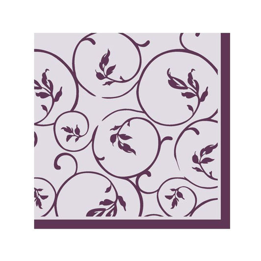 Dining Collection Cocktail Napkins - Plum Curlicue - (#24602)