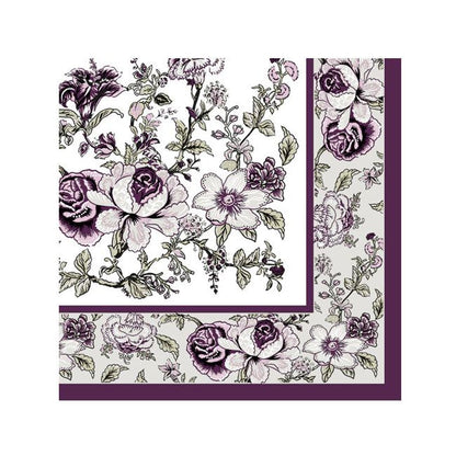 Dining Collection Cocktail Napkins - Eggplant Bountiful Blossoms - (#24605)