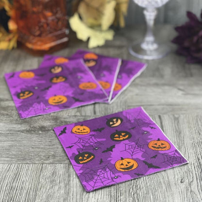 Halloween Cocktail Napkins - Collage Purple (#24650)