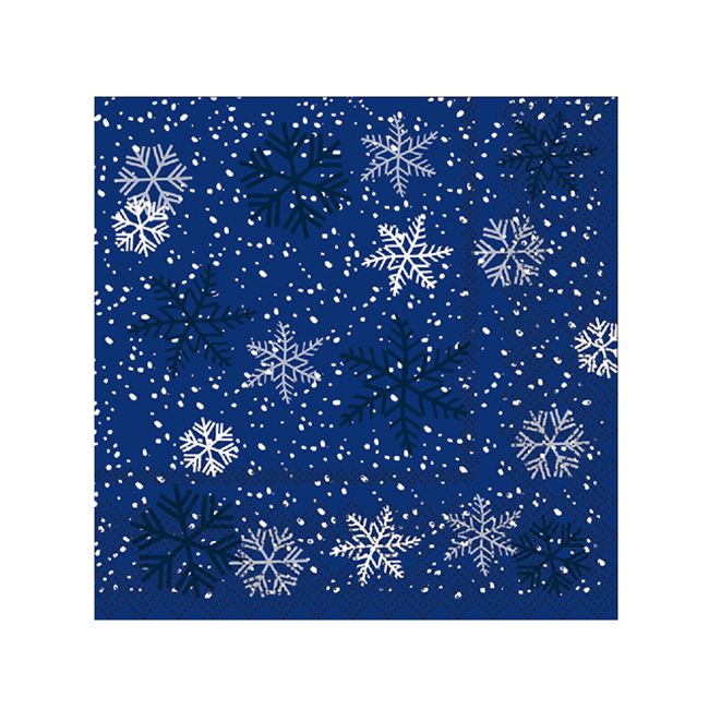 Christmas Cocktail Napkins - Snowflakes Blue (#24658)