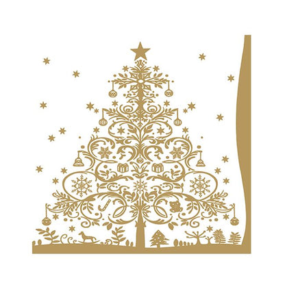 Christmas Cocktail Napkins - Christmas Tree Gold (#24660)