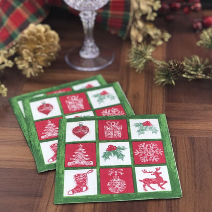 Christmas Cocktail Napkins - Tis the Season Green (#24661)