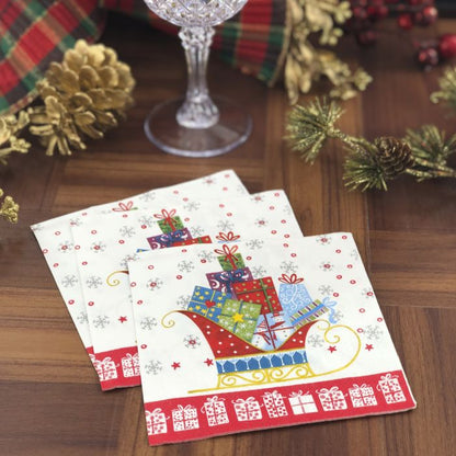 Christmas Cocktail Napkins - Santa's Sleigh (#24664)