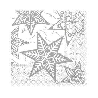 Christmas Cocktail Napkins - Silver Snowflakes (#24665)