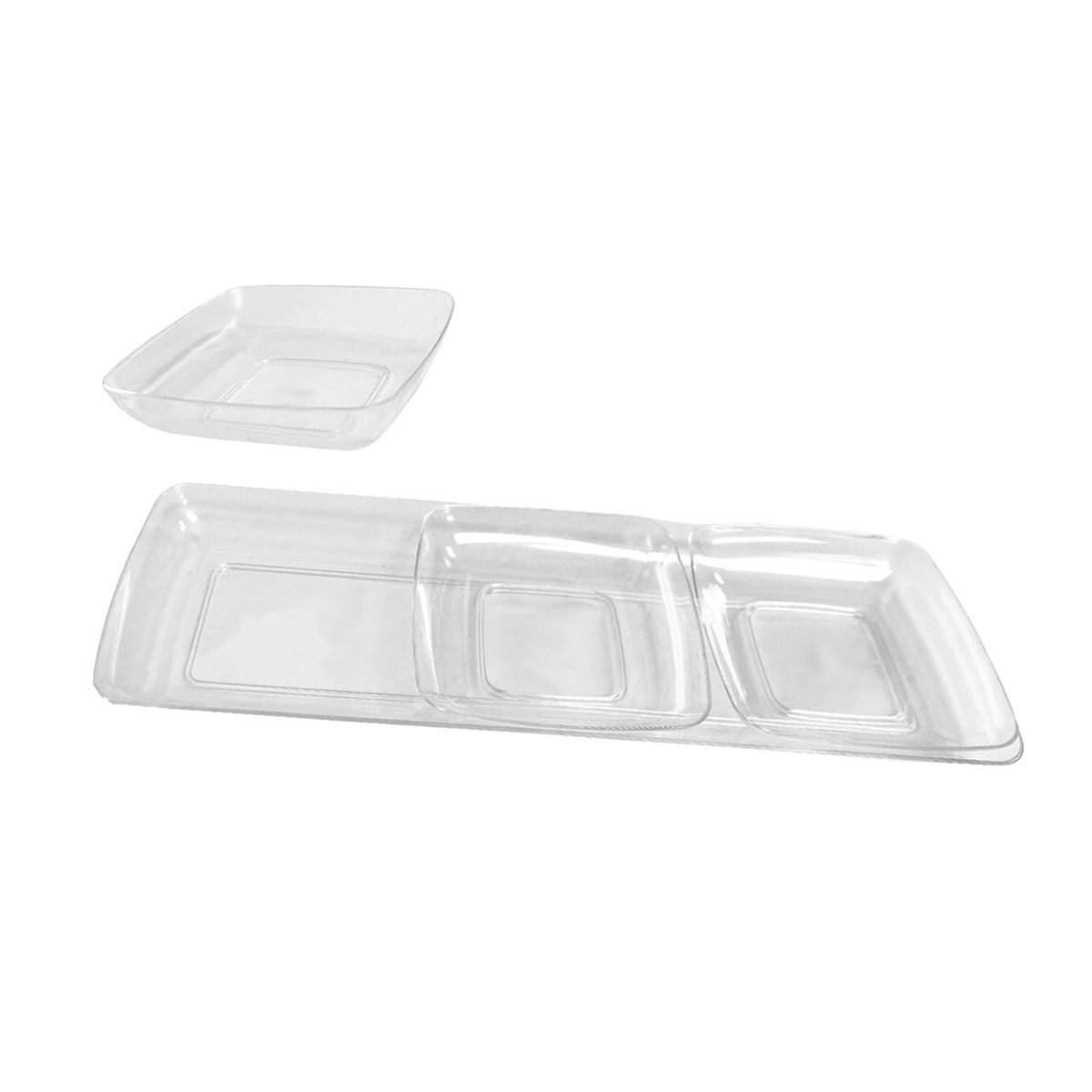 Mini Appetizer Tray & Plate Set - Clear Plastic - 40 pc. Set (#25802)