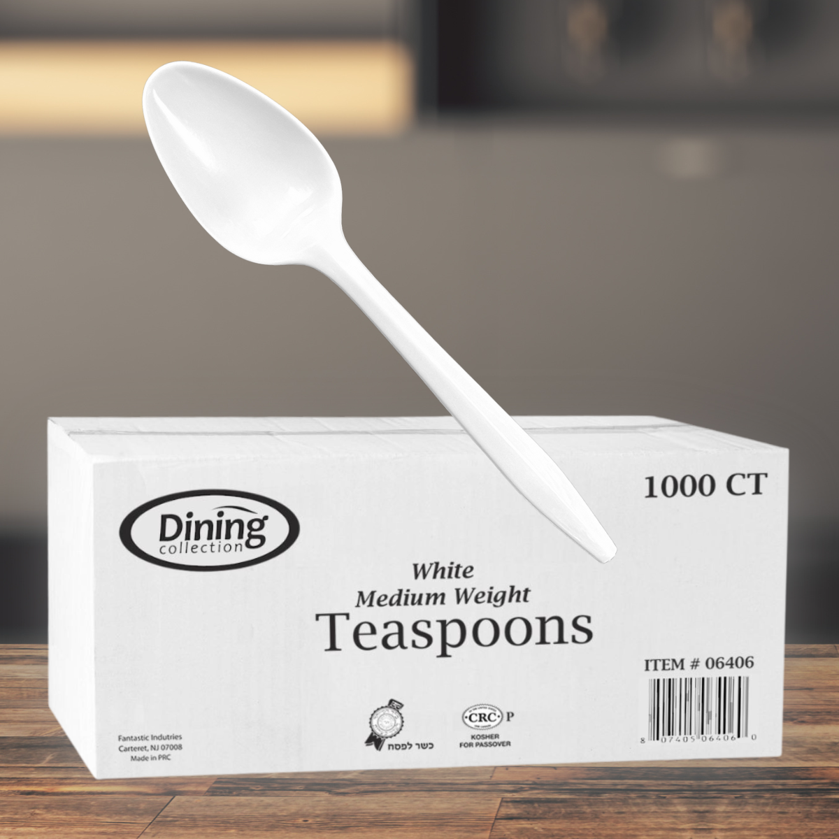 Dining Collection Teaspoons - Medium Weight - White Plastic - 1000 ct. (#06406)