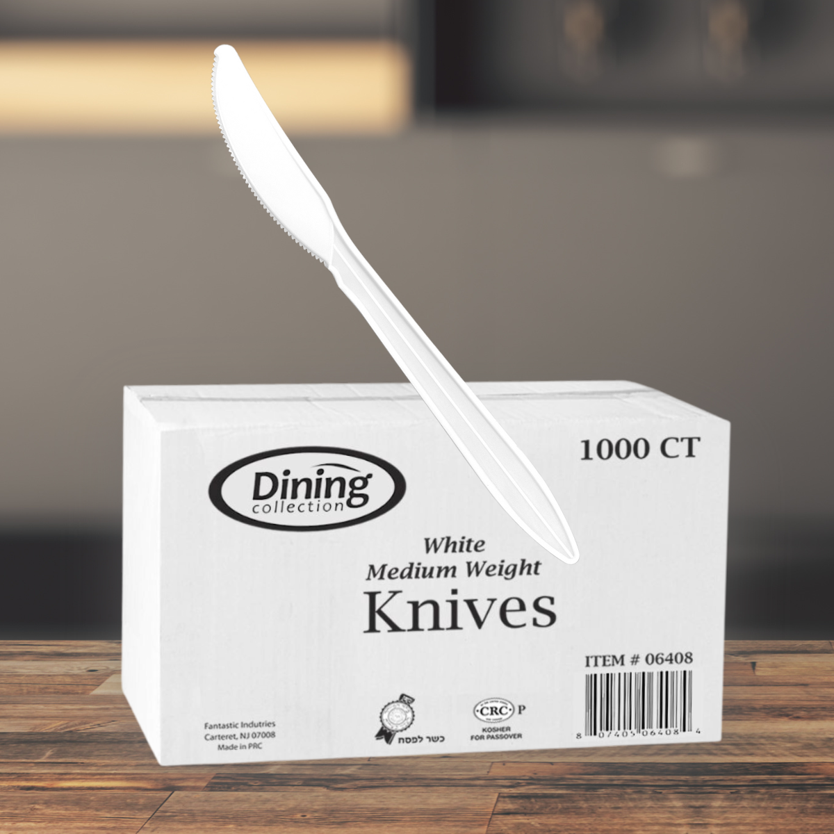 Dining Collection Knives - Medium Weight - White Plastic - 1000 ct. (#06408)