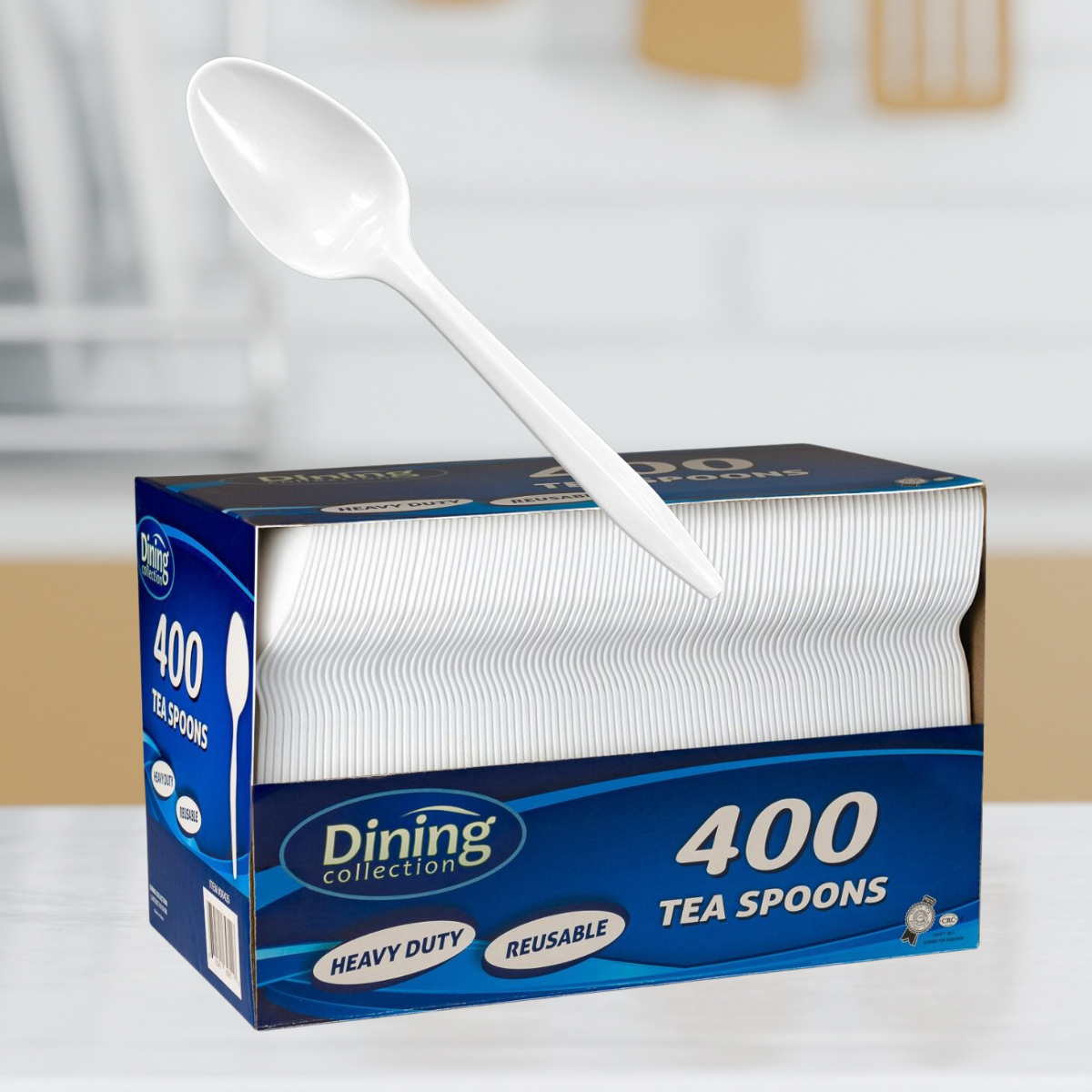 Dining Collection Teaspoons (Box) - White Plastic - 400 ct. (#06435)