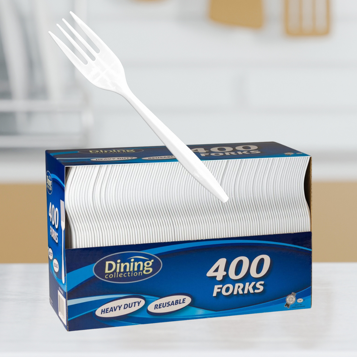 Dining Collection Forks (Box) - White Plastic - 400 ct. (#06436)