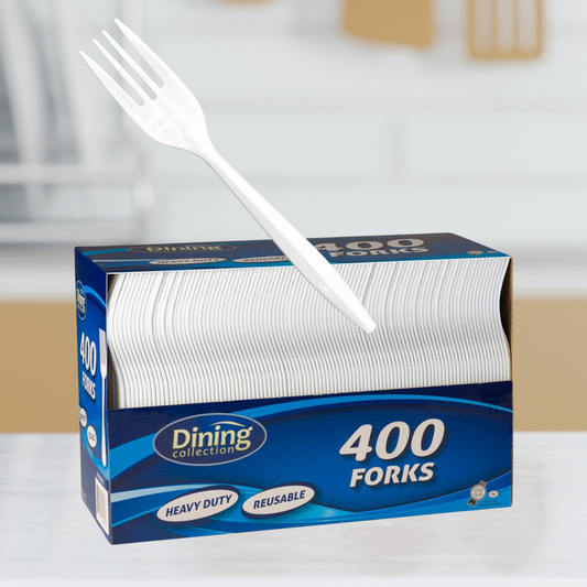 Dining Collection Forks (Box) - White Plastic - 400 ct. (#06436)