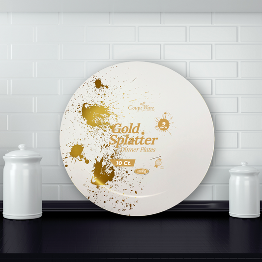 CoupeWare Gold Splatter 9" Dinner Plates (#08694)